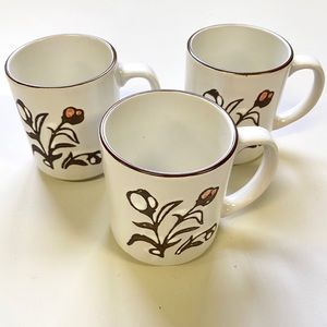 Vintage Stoneware Mug with Floral 70s Design Set